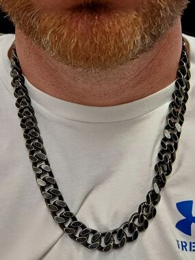 Black and Silver Cuban Link Necklace